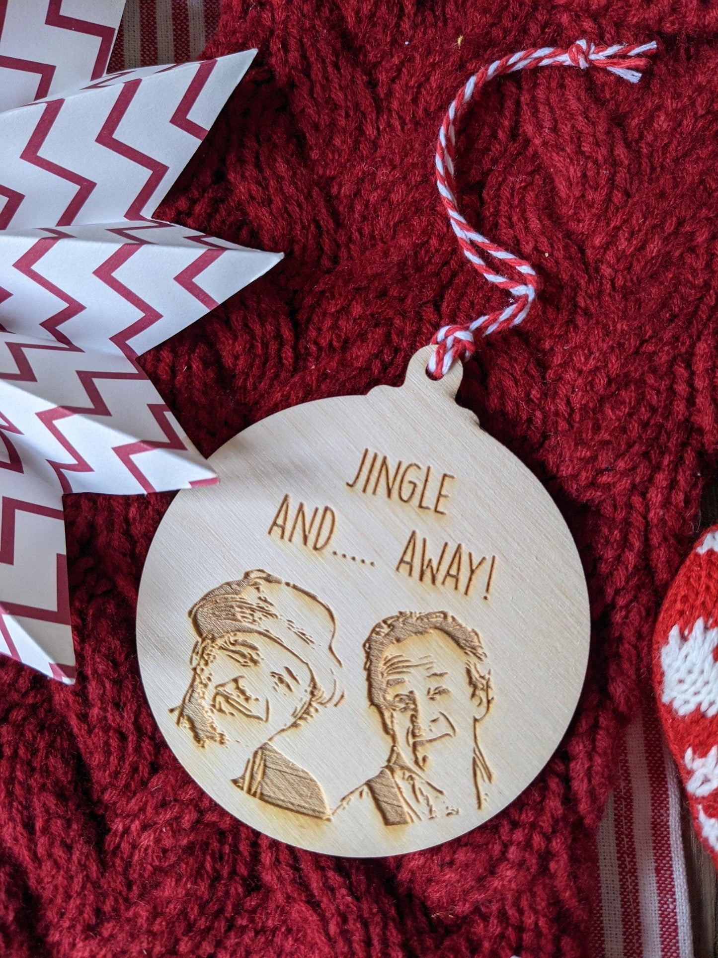 Gone Fishing Christmas Bauble - Bob Mortimer & Paul Whitehouse Christmas Decoration - And Away Wooden Engraved Christmas Gift