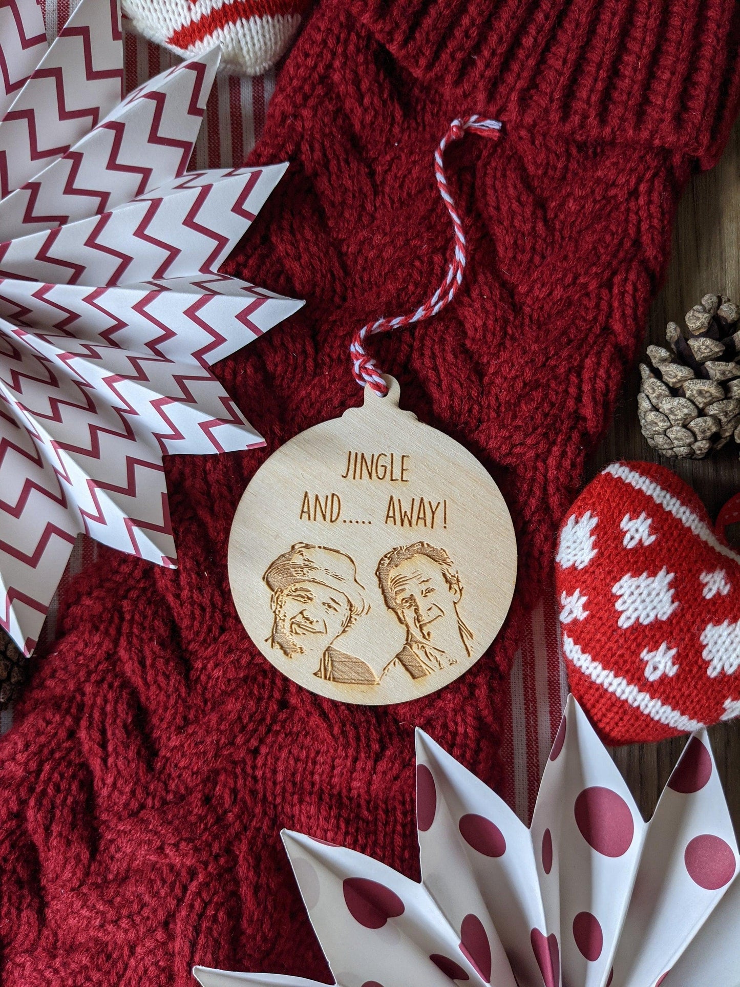 Gone Fishing Christmas Bauble - Bob Mortimer & Paul Whitehouse Christmas Decoration - And Away Wooden Engraved Christmas Gift