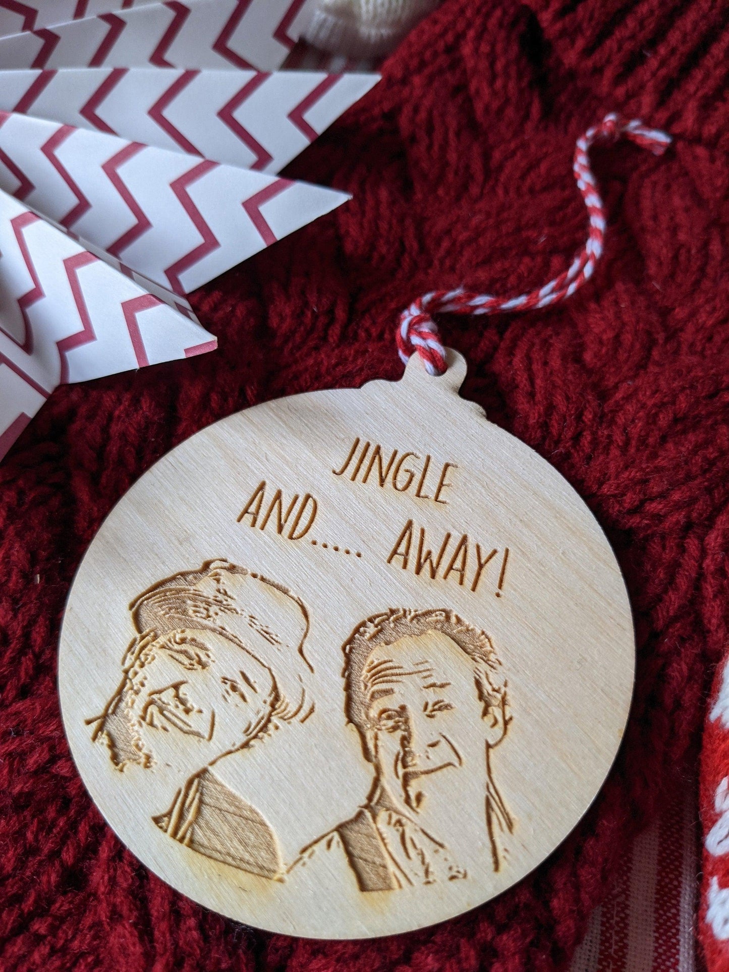 Gone Fishing Christmas Bauble - Bob Mortimer & Paul Whitehouse Christmas Decoration - And Away Wooden Engraved Christmas Gift