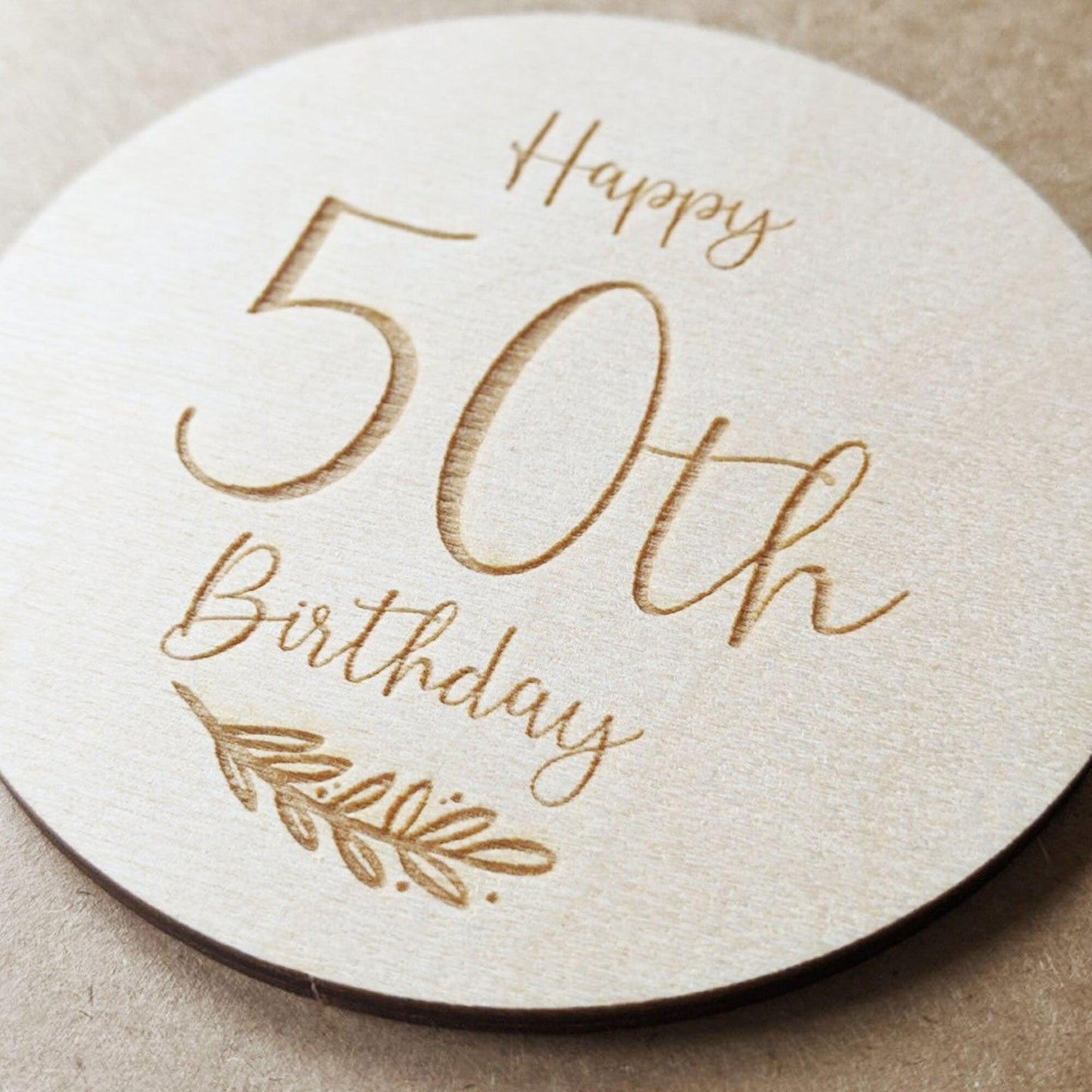 Happy 50th Birthday Card - Luxury 50th Birthday Card - Engraved Wooden Card