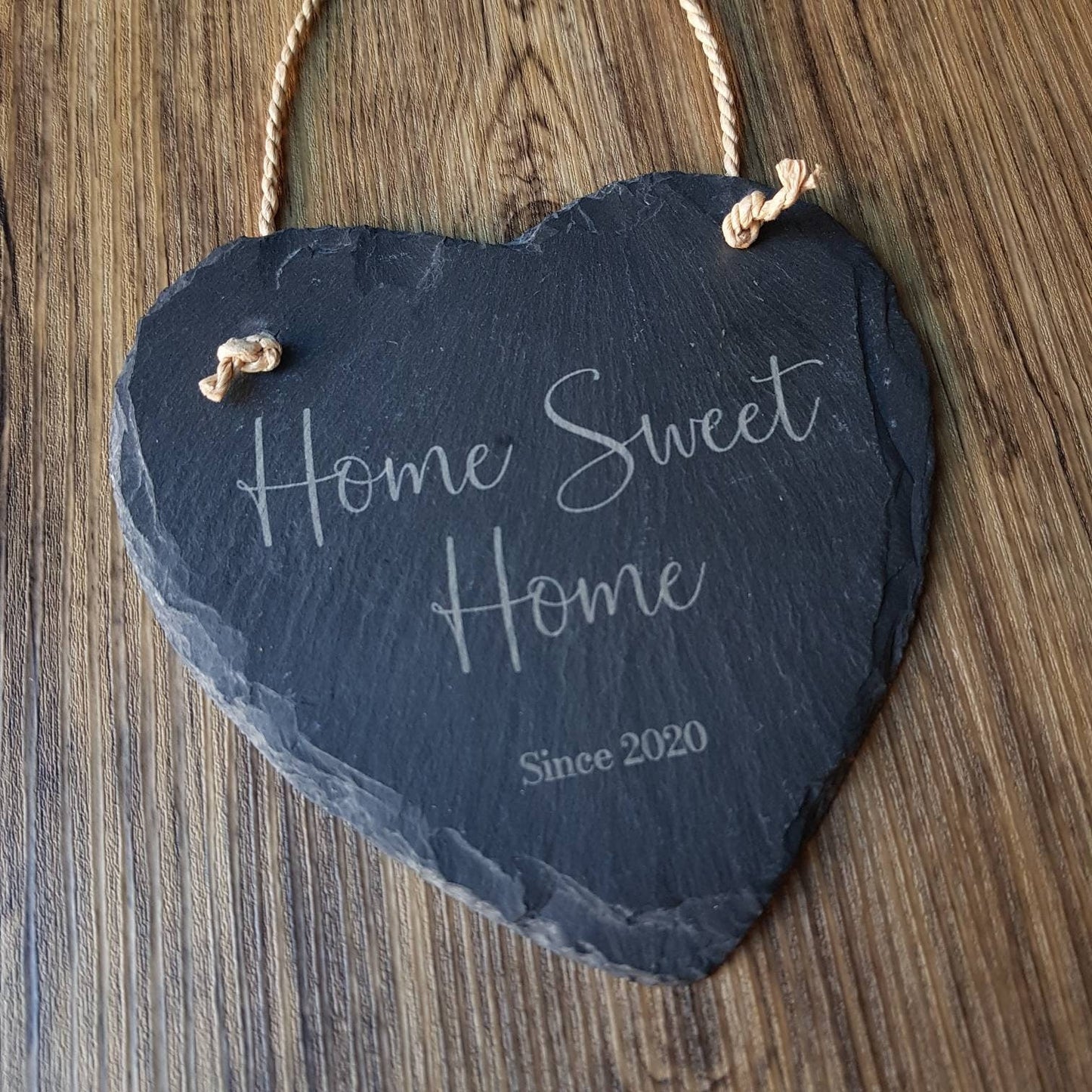 Home Sweet Home Slate Engraved Sign | Housewarming Gift | Wall Hanging Decor | Personalised Date