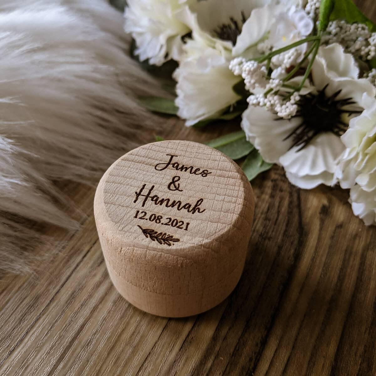 Personalised Wooden Wedding Ring Box | Customised Engagement Ring Box
