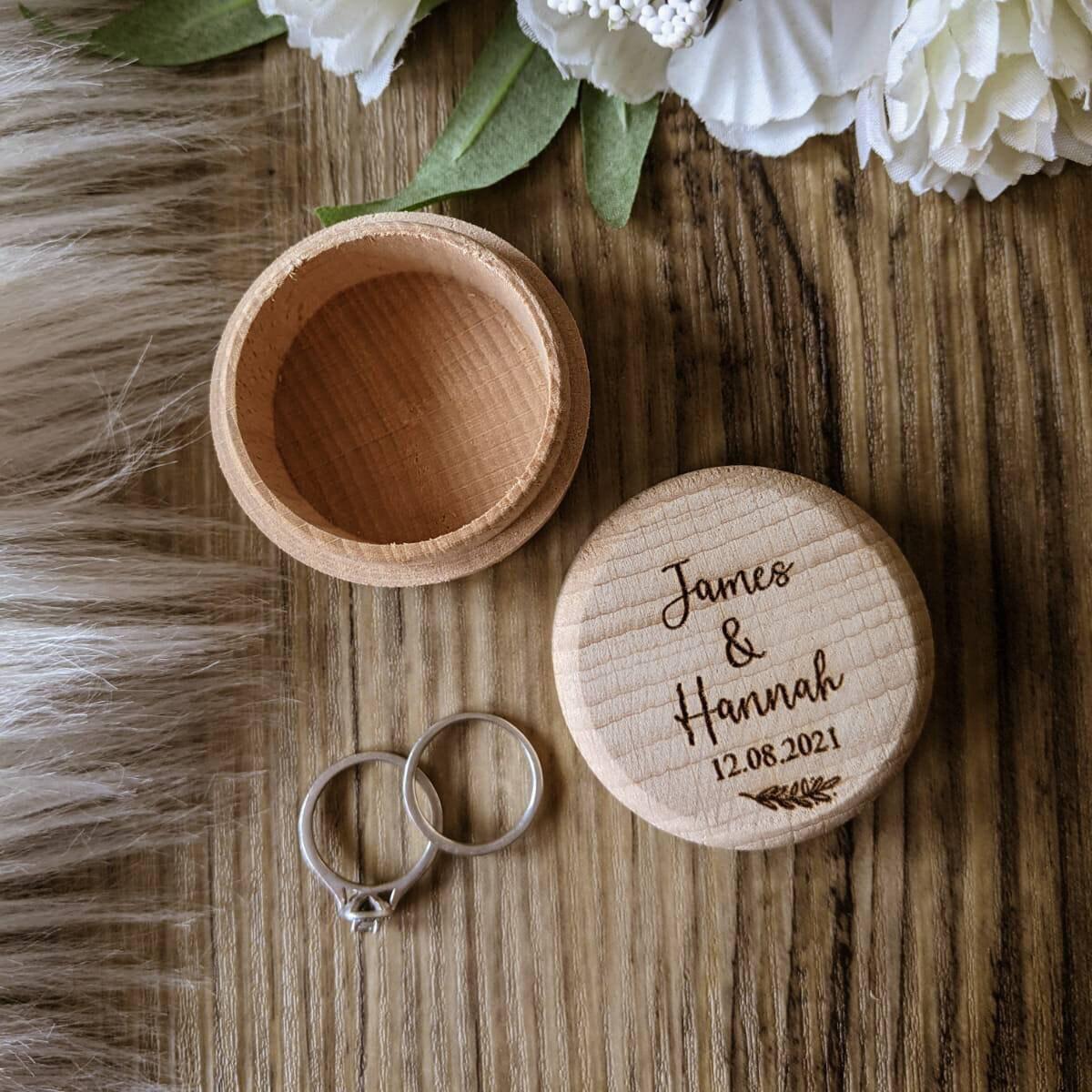 Personalised Wooden Wedding Ring Box | Customised Engagement Ring Box