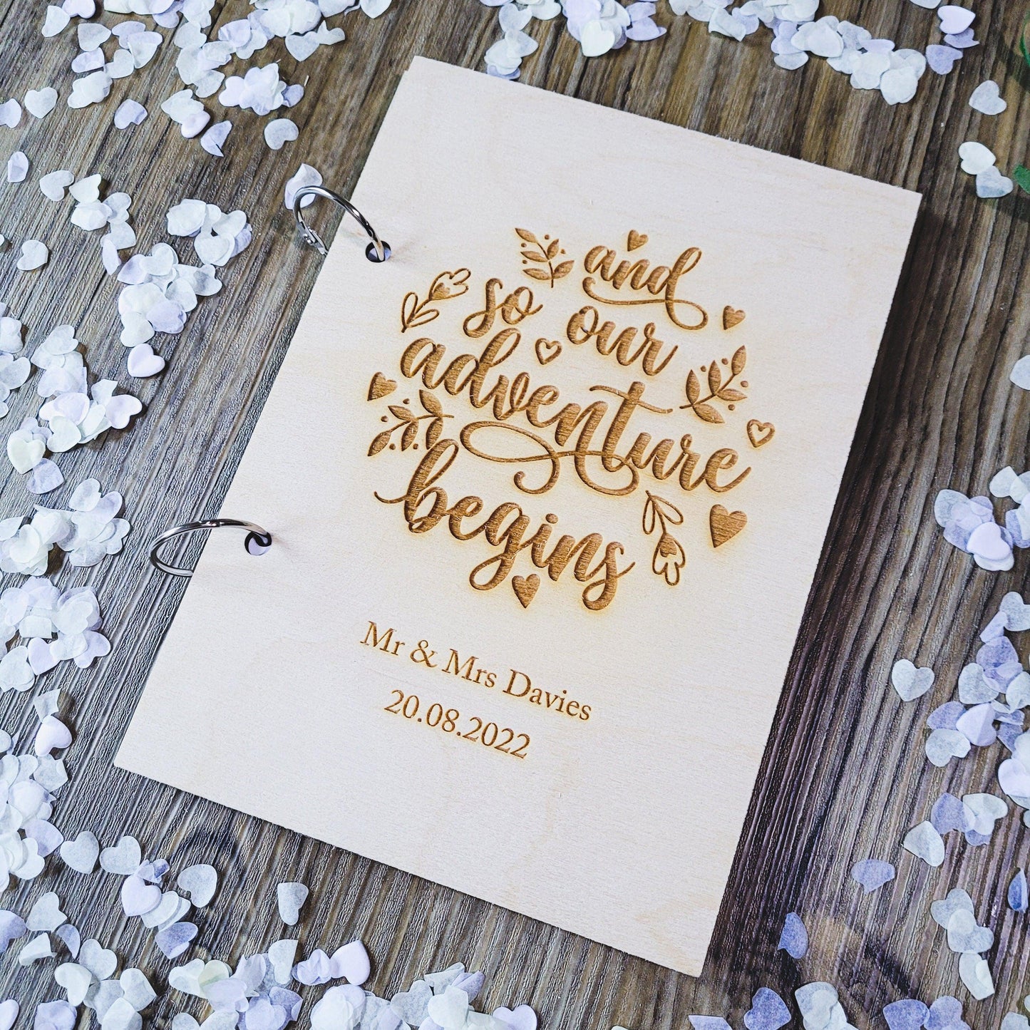 Wedding Guest Book "And So Our Adventure Begins" | Unique Wooden Guest Book | Rustic Wedding Decor | Wedding Guestbook Alternative