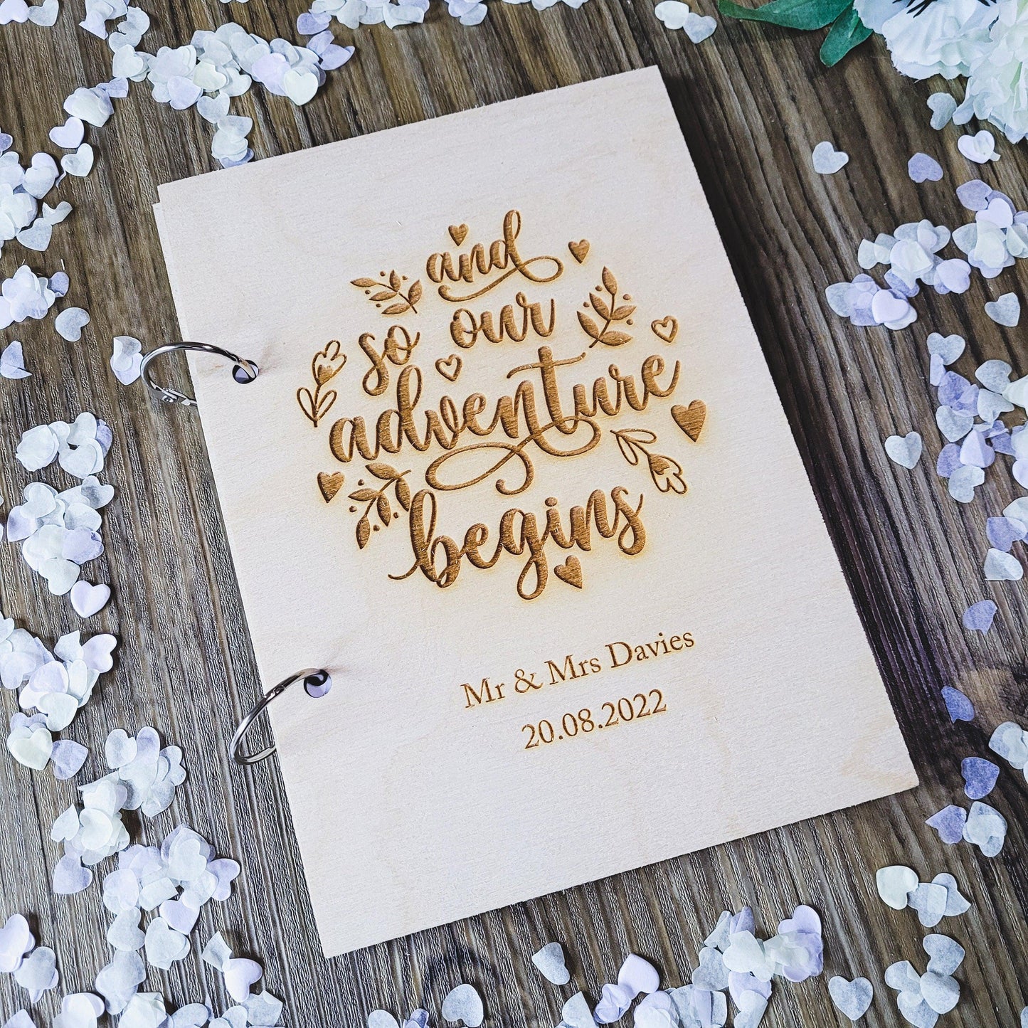 Wedding Guest Book "And So Our Adventure Begins" | Unique Wooden Guest Book | Rustic Wedding Decor | Wedding Guestbook Alternative