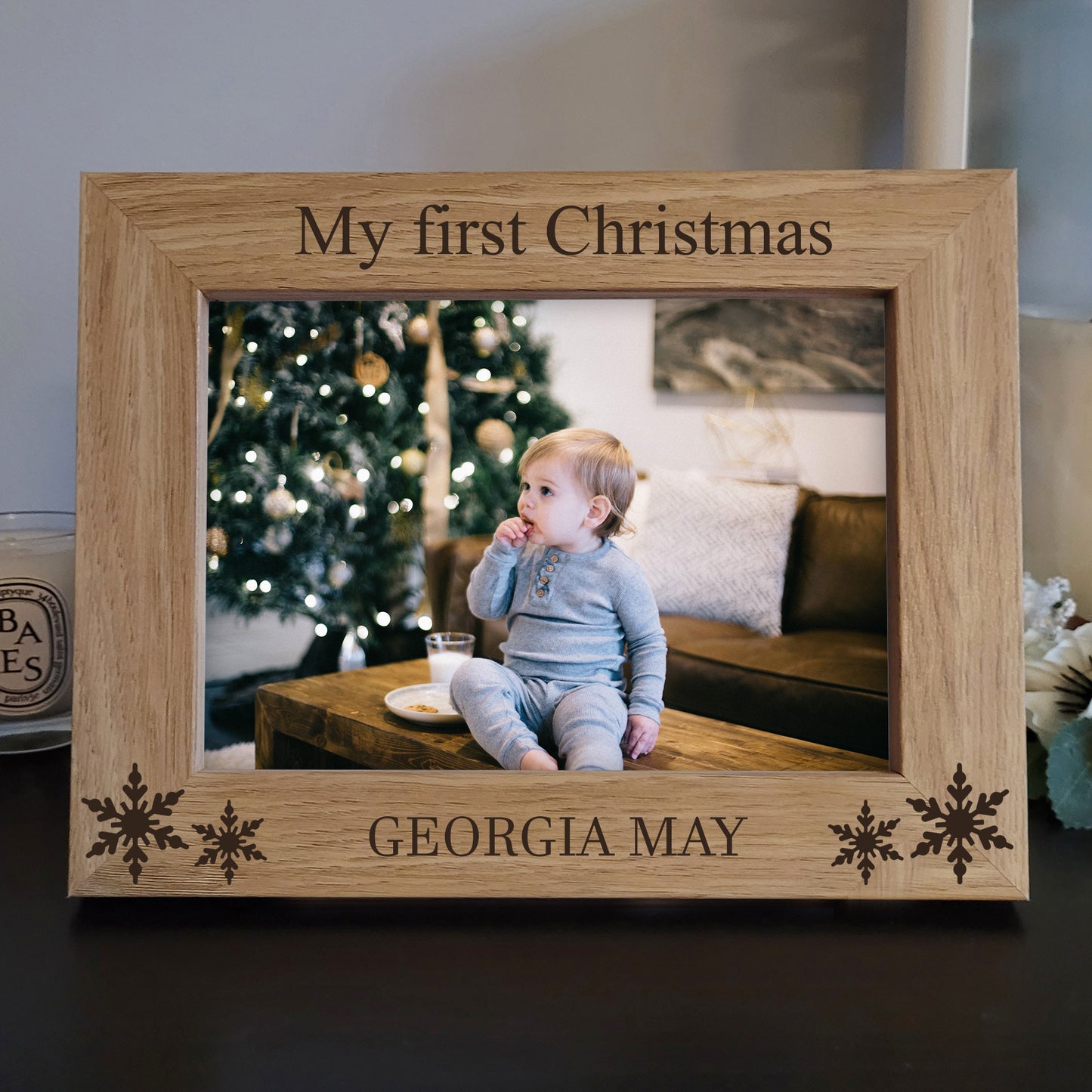 My First Christmas - Personalised Photo Frame - Engraved Wooden Photo Frame - Personalised Picture frame Gift
