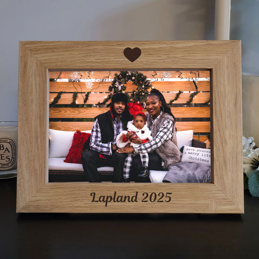Lapland Christmas Photo Frame - Engraved Wooden Photo Frame - Christmas Gift