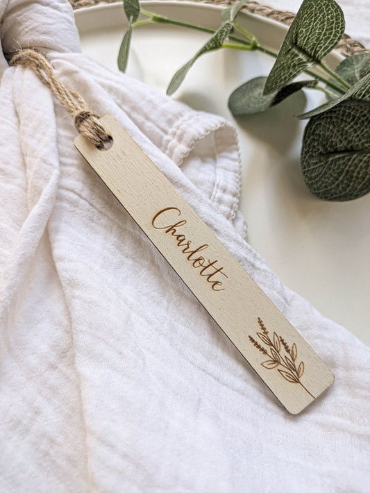 Personalised Wooden Bookmark Wedding Place Setting