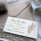 Natural wood save the date card keepsake for rustic wedding guests