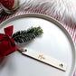 Cut out star wooden Christmas place name, engraved Max, with jute tie