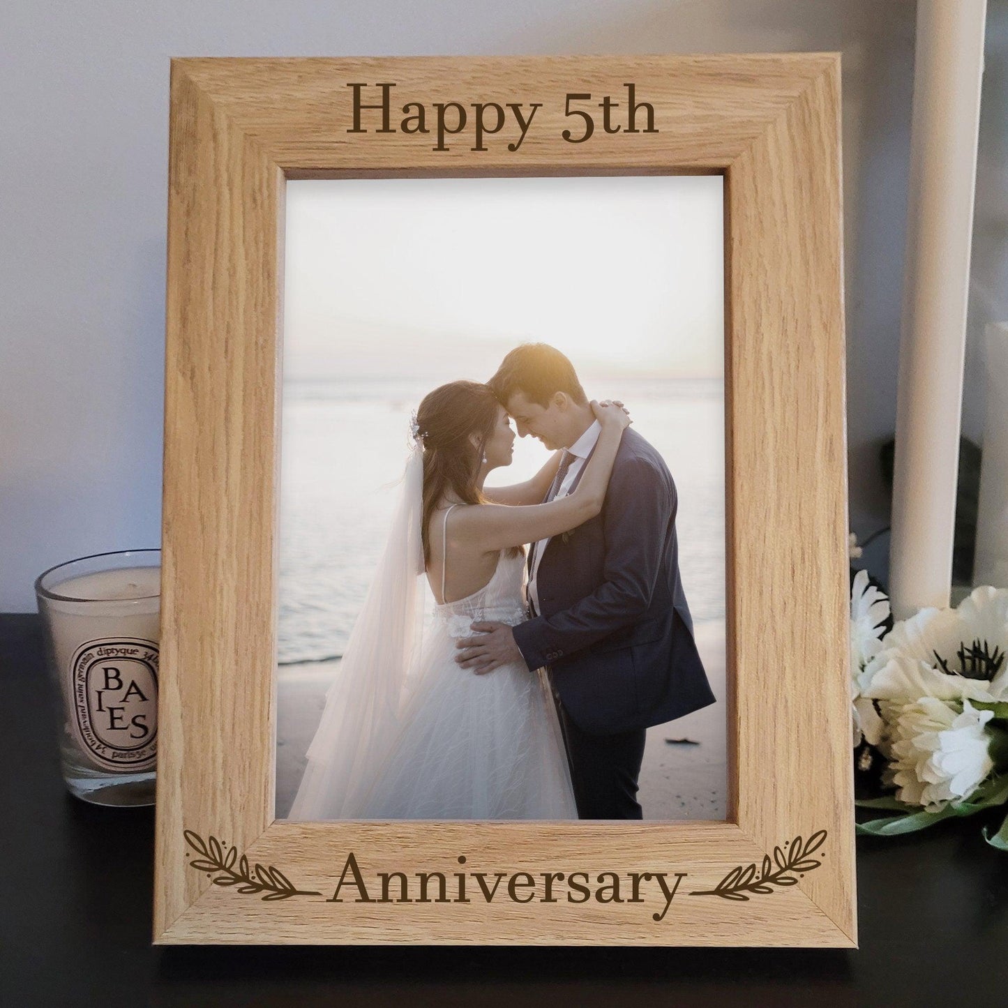 5th Anniversary Photo Frame - Happy 5th Anniversary Gift - Wedding Anniversary - Anniversary Gift - Wooden Gift