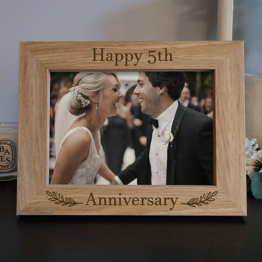 5th Anniversary Photo Frame - Happy 5th Anniversary Gift - Wedding Anniversary - Anniversary Gift - Wooden Gift