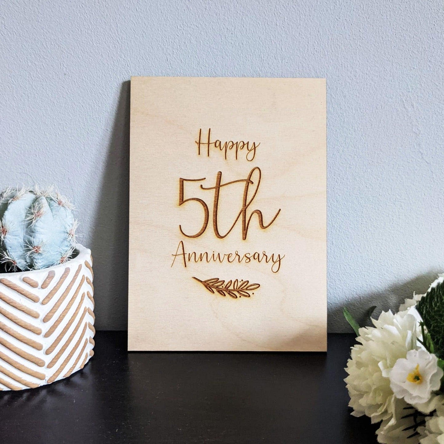 5th Anniversary wooden card - Engraved card - Anniversary gift- engraved card - wooden card