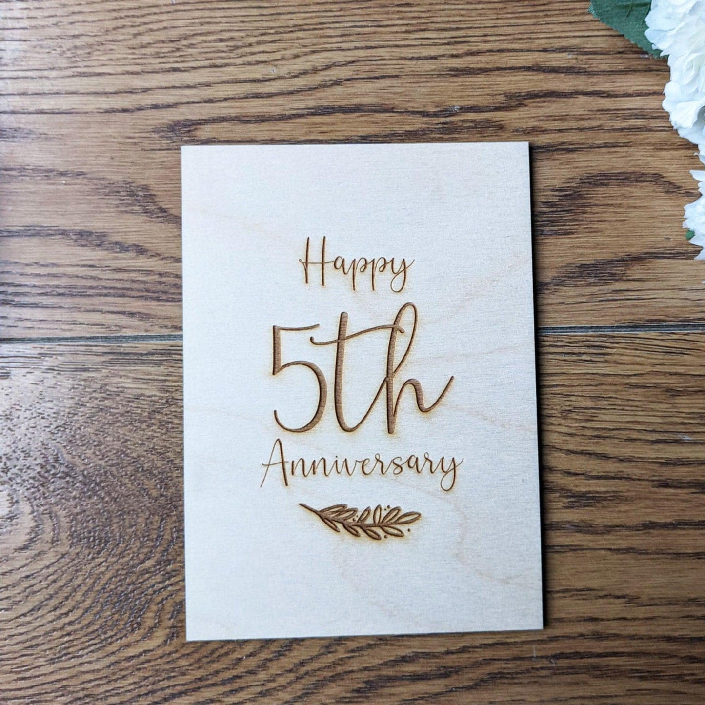 5th Anniversary wooden card - Engraved card - Anniversary gift- engraved card - wooden card