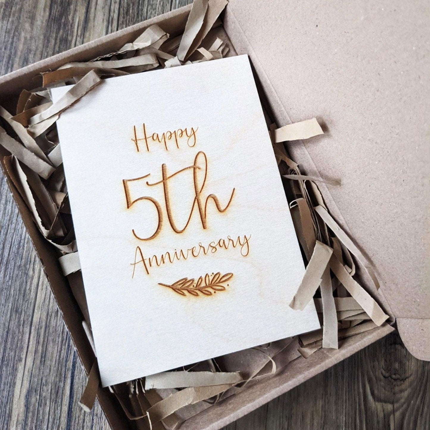 5th Anniversary wooden card - Engraved card - Anniversary gift- engraved card - wooden card