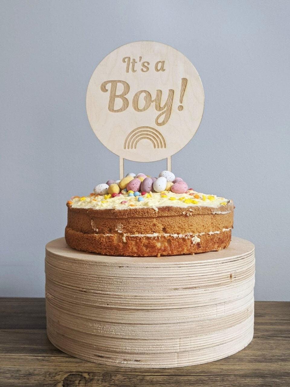 Baby Announcement Cake Topper - It's a Boy - Baby Shower Cake Topper 14.5cm