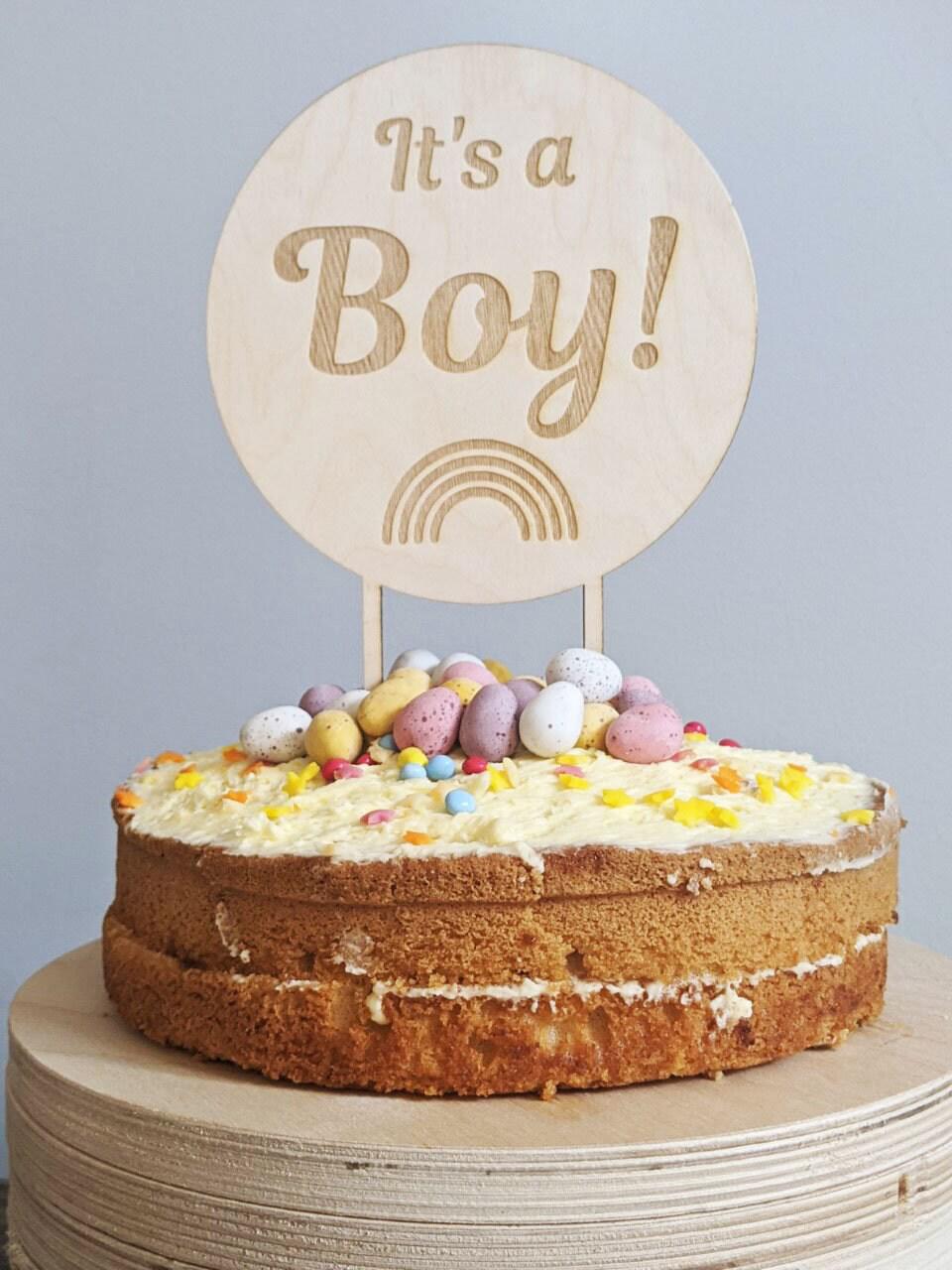 Baby Announcement Cake Topper - It's a Boy - Baby Shower Cake Topper 14.5cm