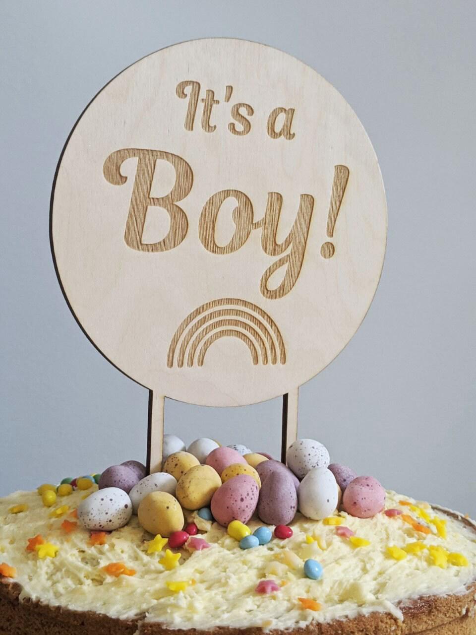 Baby Announcement Cake Topper - It's a Boy - Baby Shower Cake Topper 14.5cm