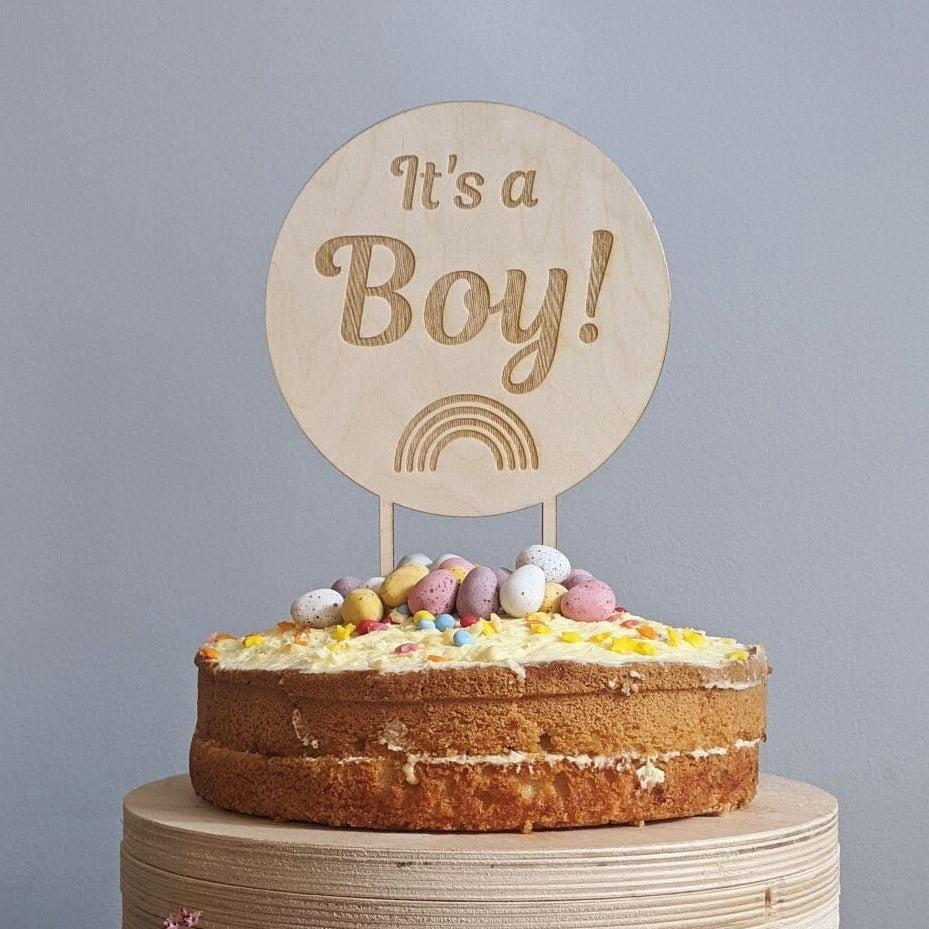 Baby Announcement Cake Topper - It's a Boy - Baby Shower Cake Topper 14.5cm