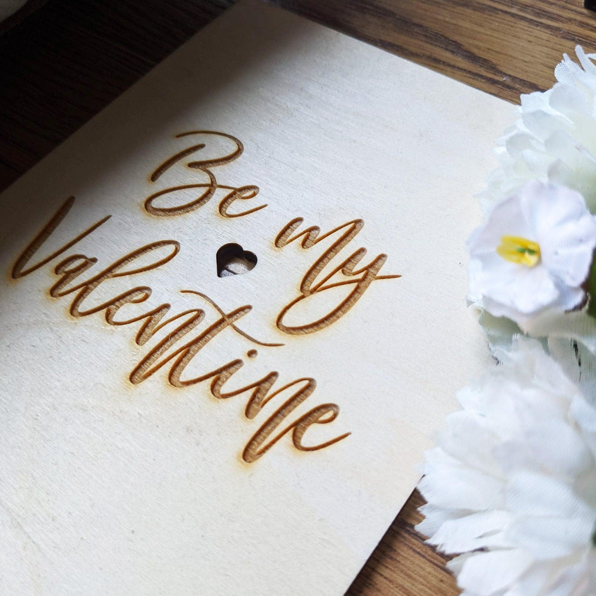 Be my Valentine Wooden Card - Valentines gift - Engraved gift - Custom Gift - Valentines card