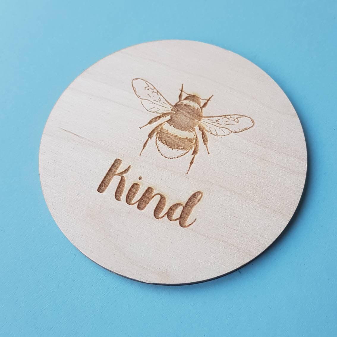 Bee Kind Coaster - Bumble Bee Wooden Engraved Gift - Thoughtful Gift