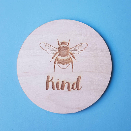 Bee Kind Coaster - Bumble Bee Wooden Engraved Gift - Thoughtful Gift