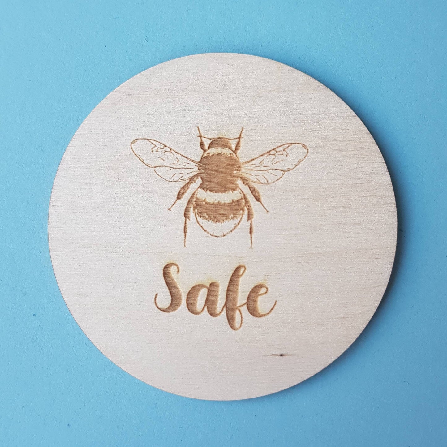 Bee Safe Coaster - Bumble Bee Wooden Engraved Gift - Thoughtful Gift