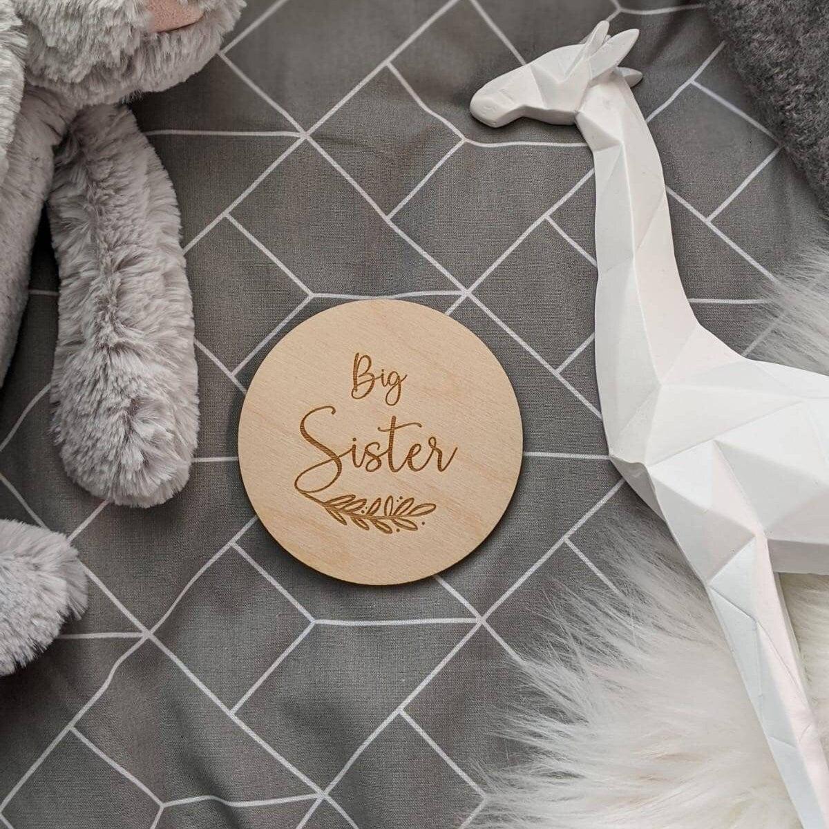 Big Sister Baby Announcement - Engraved Wooden Pregnancy Announcement - Sibling Announcement - Pregnancy Reveal, Mum To Be