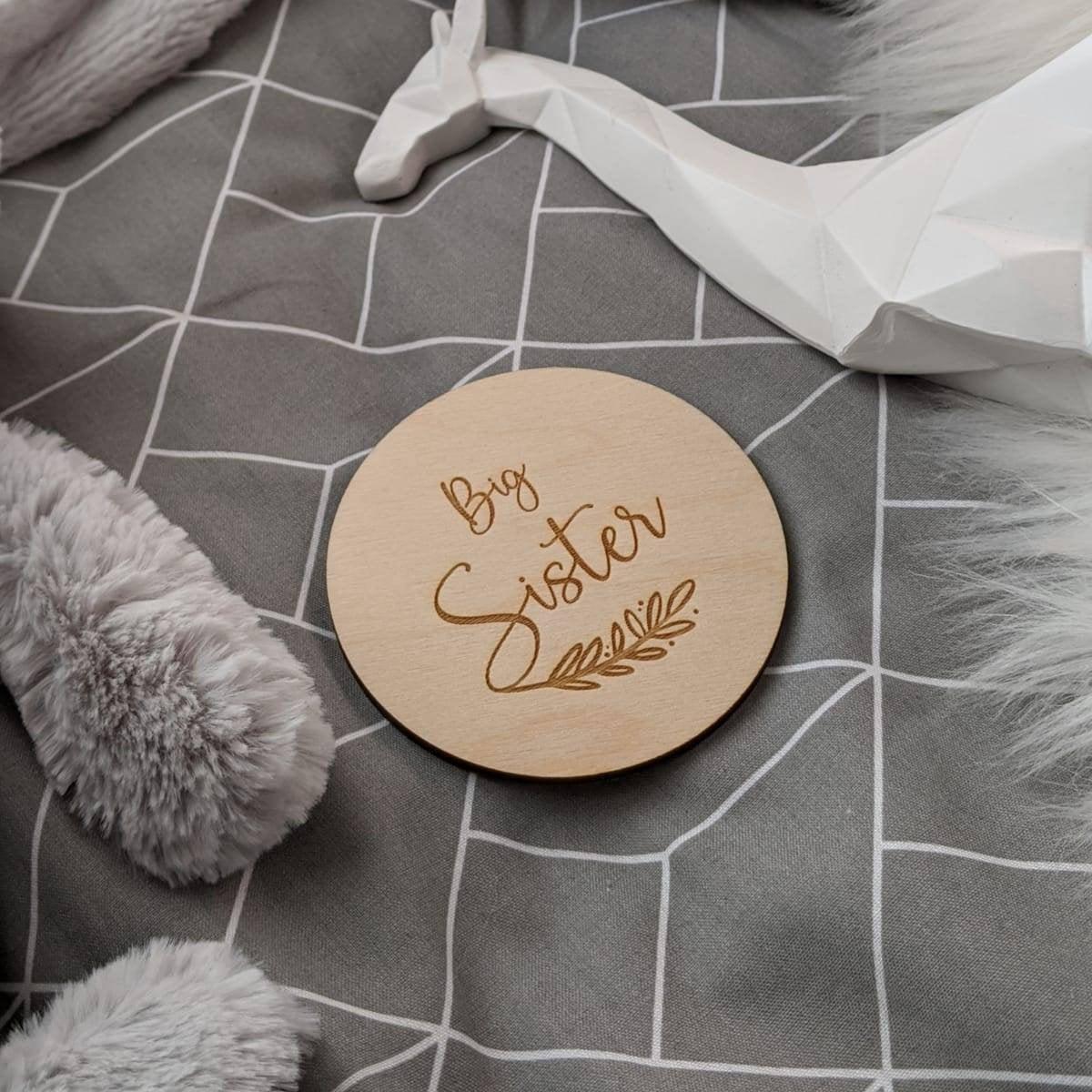 Big Sister Baby Announcement - Engraved Wooden Pregnancy Announcement - Sibling Announcement - Pregnancy Reveal, Mum To Be