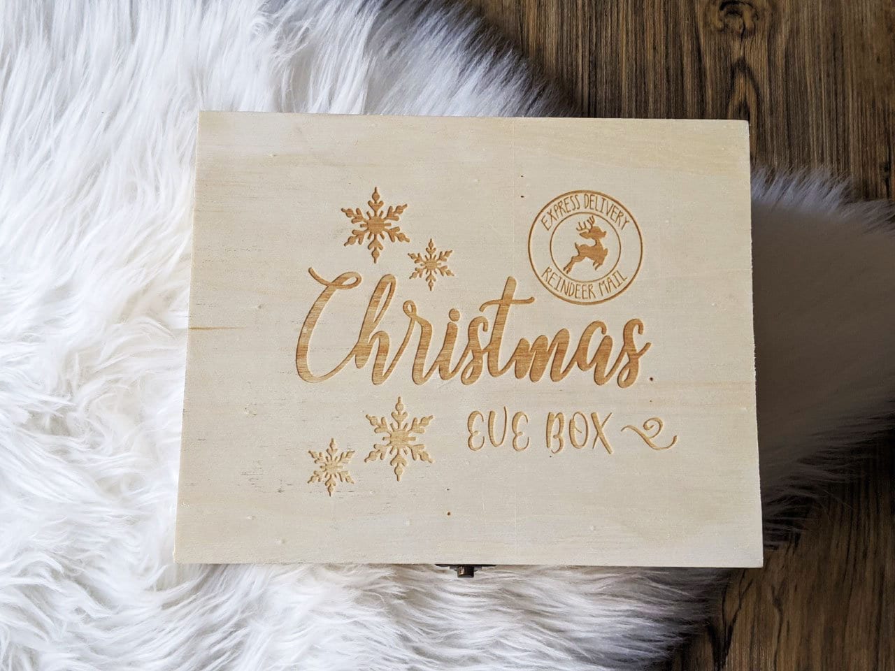 Christmas Eve box - Wooden Engraving box - Keepsake Wooden Box - Christmas storage box- Wooden Christmas box