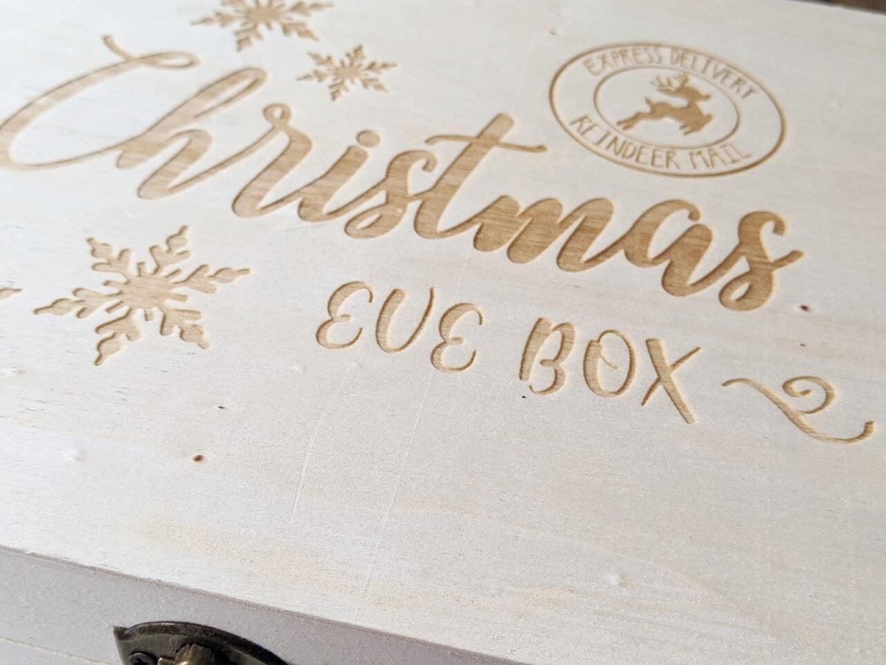 Christmas Eve box - Wooden Engraving box - Keepsake Wooden Box - Christmas storage box- Wooden Christmas box