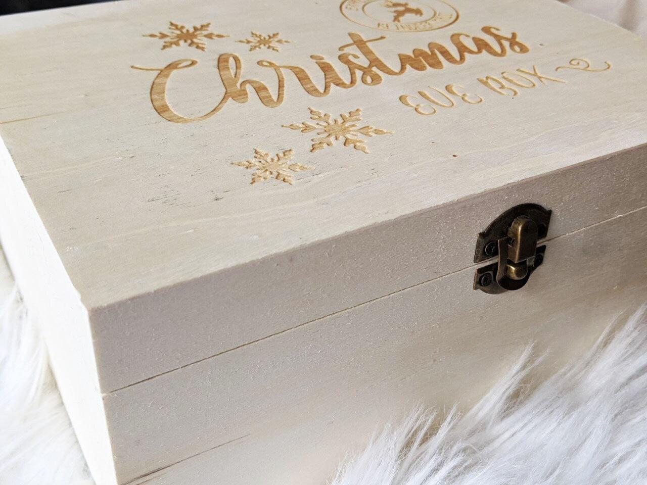 Christmas Eve box - Wooden Engraving box - Keepsake Wooden Box - Christmas storage box- Wooden Christmas box