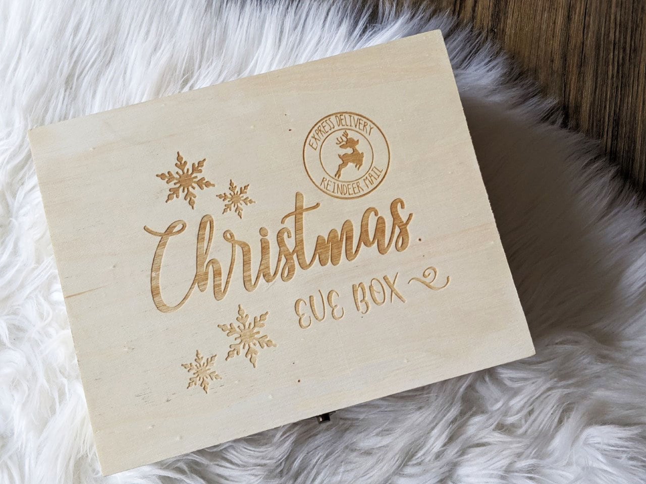 Christmas Eve box - Wooden Engraving box - Keepsake Wooden Box - Christmas storage box- Wooden Christmas box