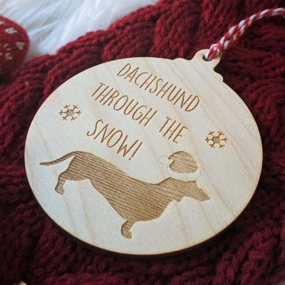 Dachshund Through The Snow Christmas Tree Bauble Ornament - Pet Christmas Gift