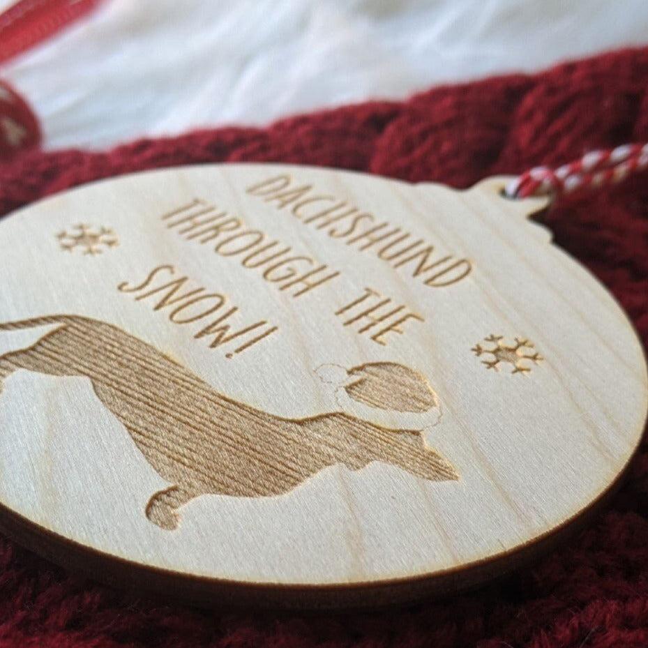 Dachshund Through The Snow Christmas Tree Bauble Ornament - Pet Christmas Gift