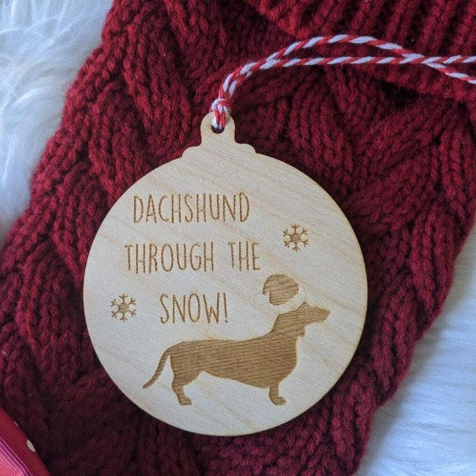 Dachshund Through The Snow Christmas Tree Bauble Ornament - Pet Christmas Gift