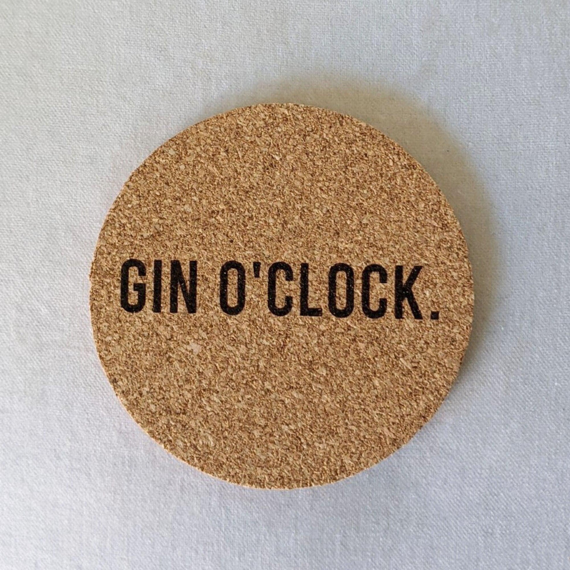 Gin O'clock Cork Coaster - Drink Mat - Housewarming Gift