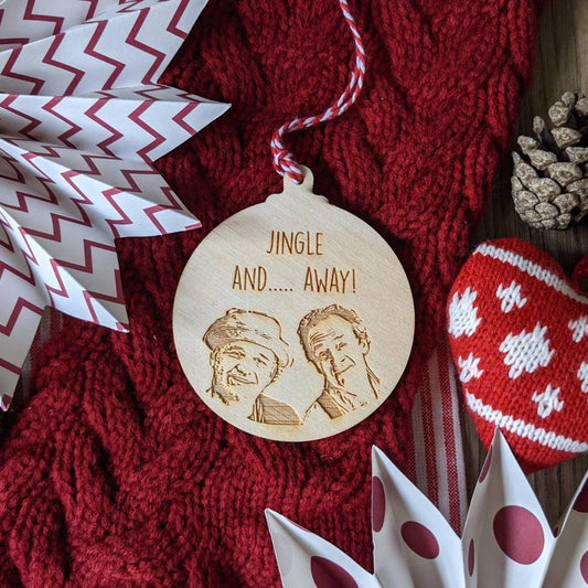 Gone Fishing Christmas Bauble - Bob Mortimer & Paul Whitehouse Christmas Decoration - And Away Wooden Engraved Christmas Gift