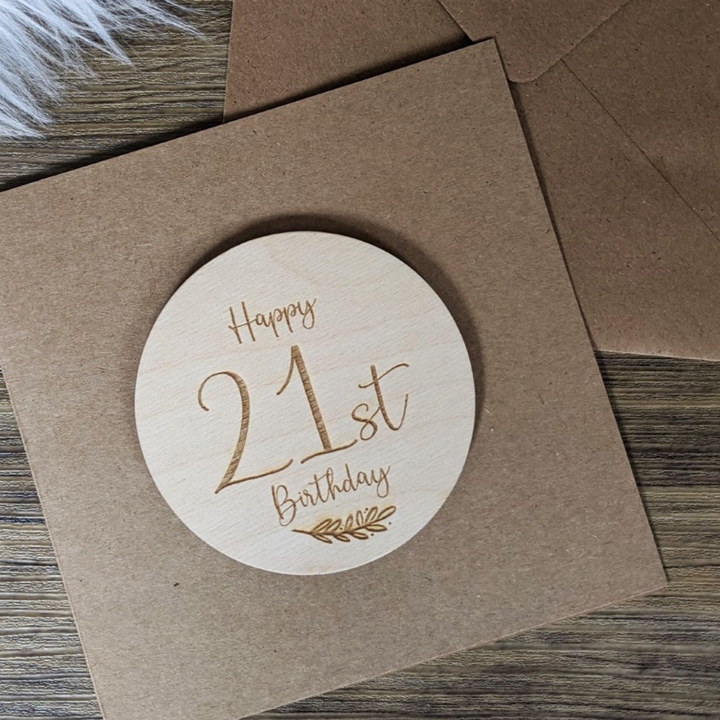 Happy 21st Birthday Card - Luxury 21st Birthday Card - Engraved Wooden Card