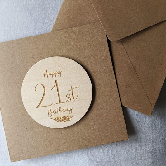 Happy 21st Birthday Card - Luxury 21st Birthday Card - Engraved Wooden Card