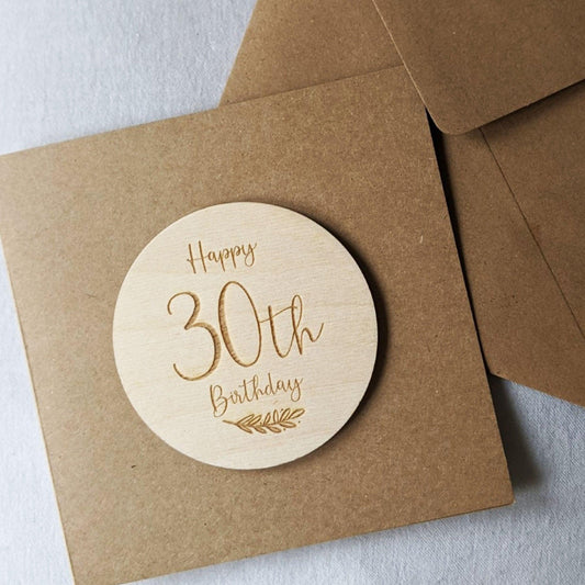 Happy 30th Birthday Card - Luxury 30th Birthday Card - Engraved Wooden Card