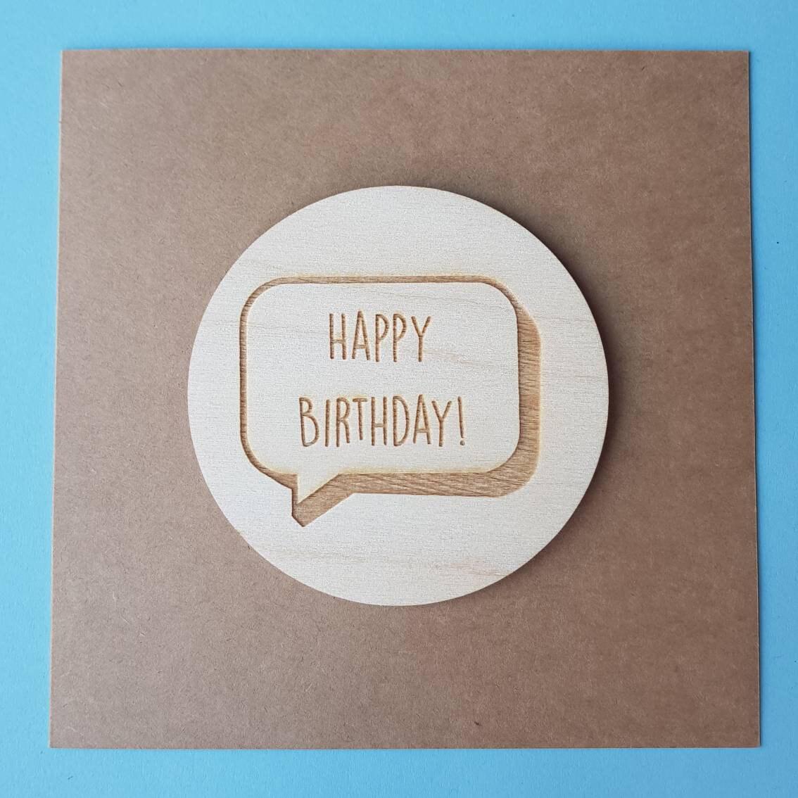 Happy Birthday Birthday Card - Wooden Engraving - Birthday Card