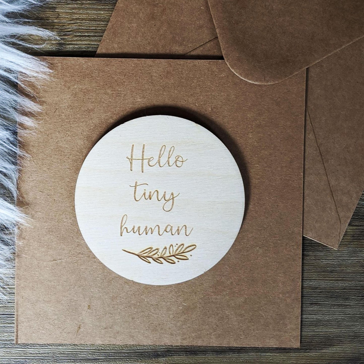 Hello Tiny Human Baby Card - Newborn Engraved Baby Card