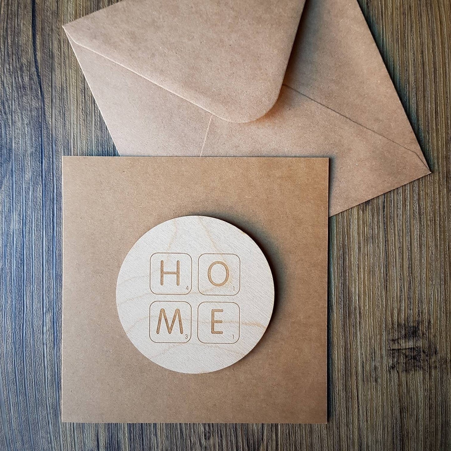 Home Scrabble Letters - Housewarming Card | Wooden Engraved Card