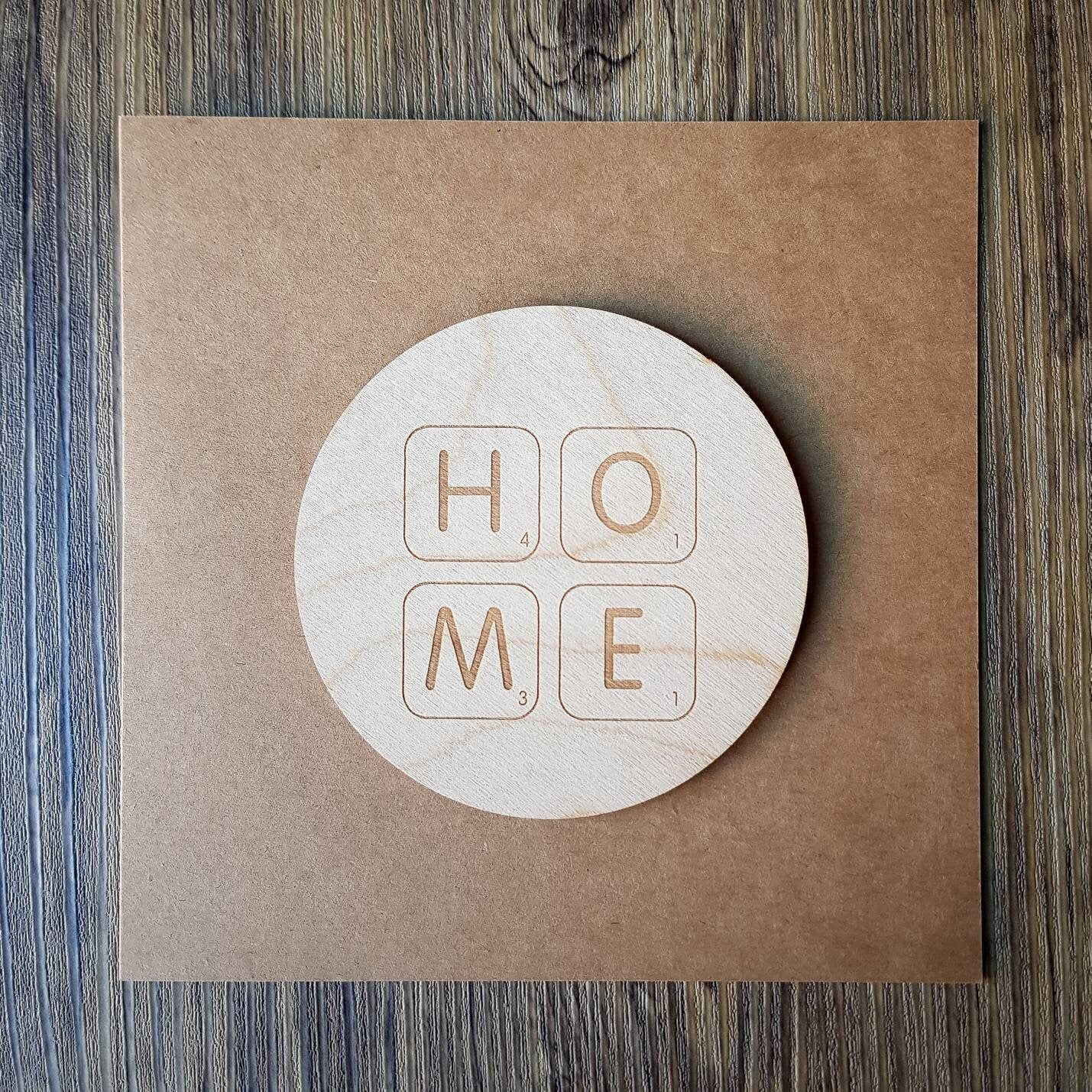 Home Scrabble Letters - Housewarming Card | Wooden Engraved Card