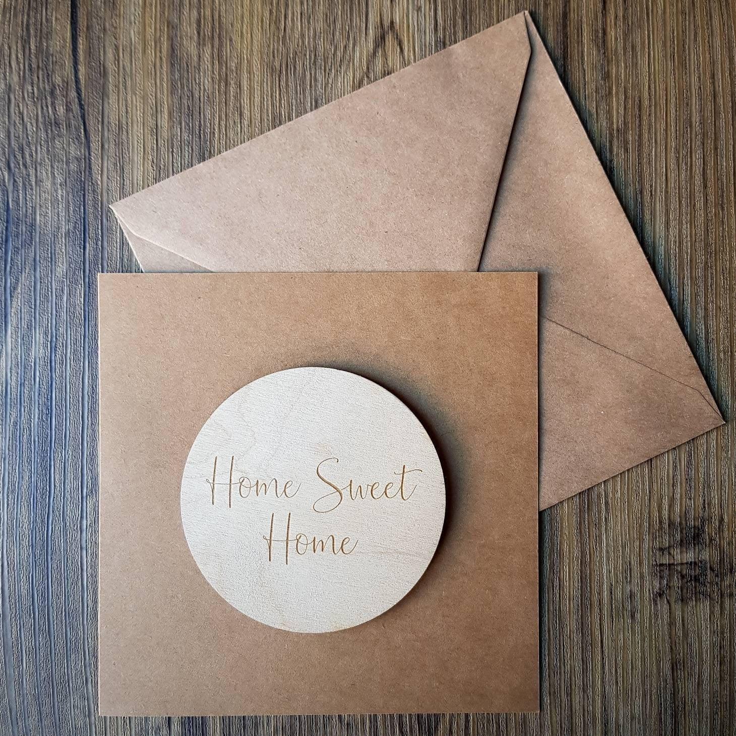 Home Sweet Home | Housewarming Card | New Home Card | Wooden Engraved Card | New House