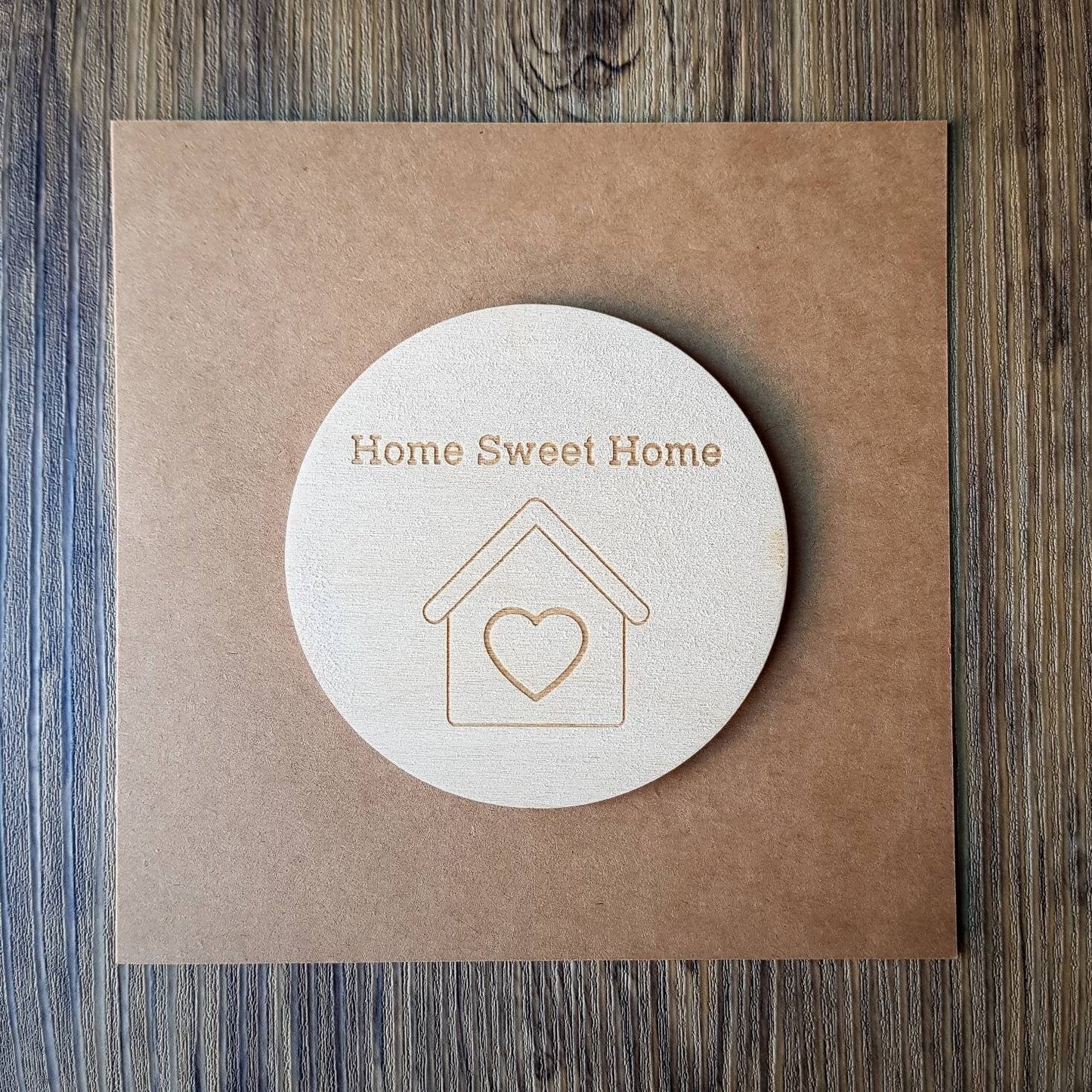 Home sweet home | Love Heart House | Housewarming Card | Wooden Engraved Card