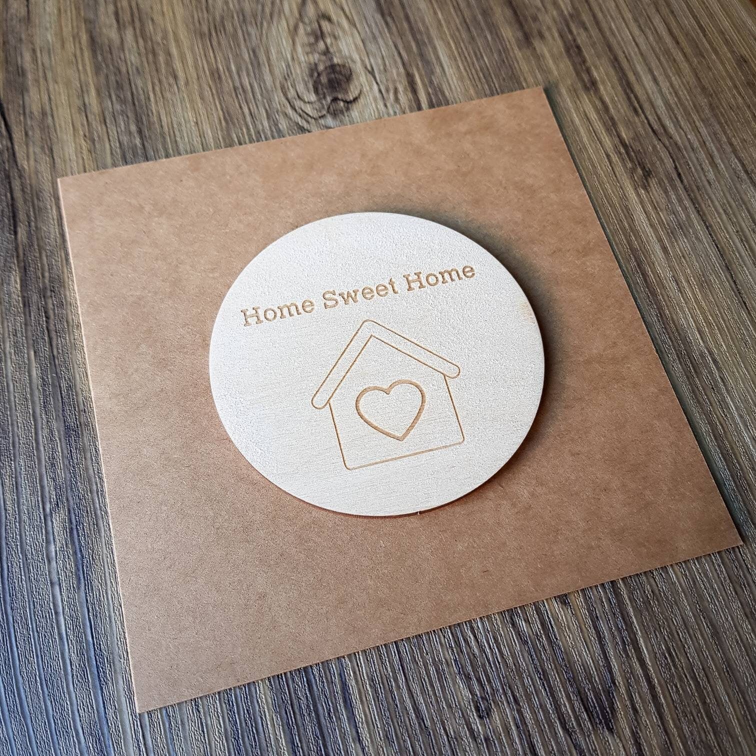 Home sweet home | Love Heart House | Housewarming Card | Wooden Engraved Card