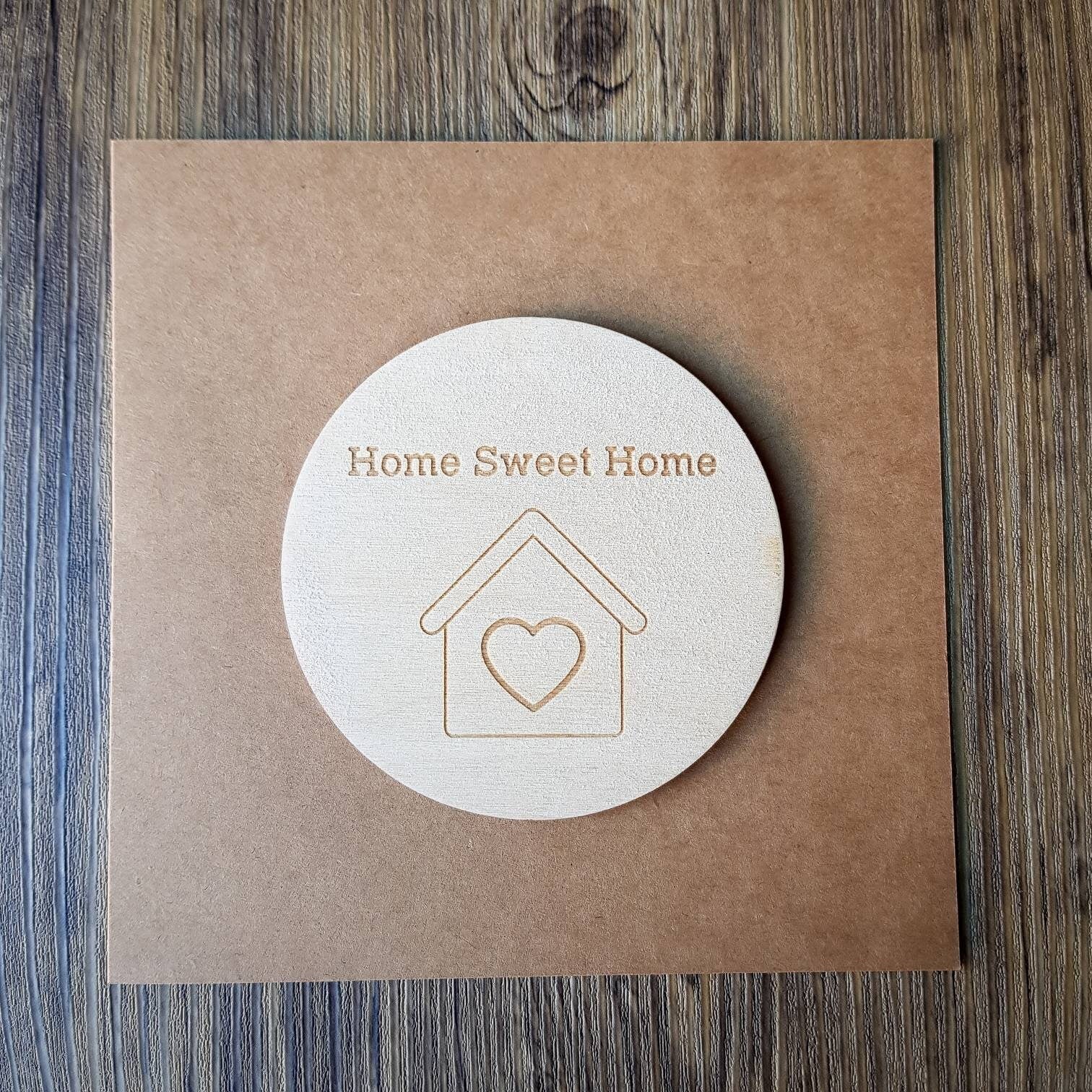 Home sweet home | Love Heart House | Housewarming Card | Wooden Engraved Card