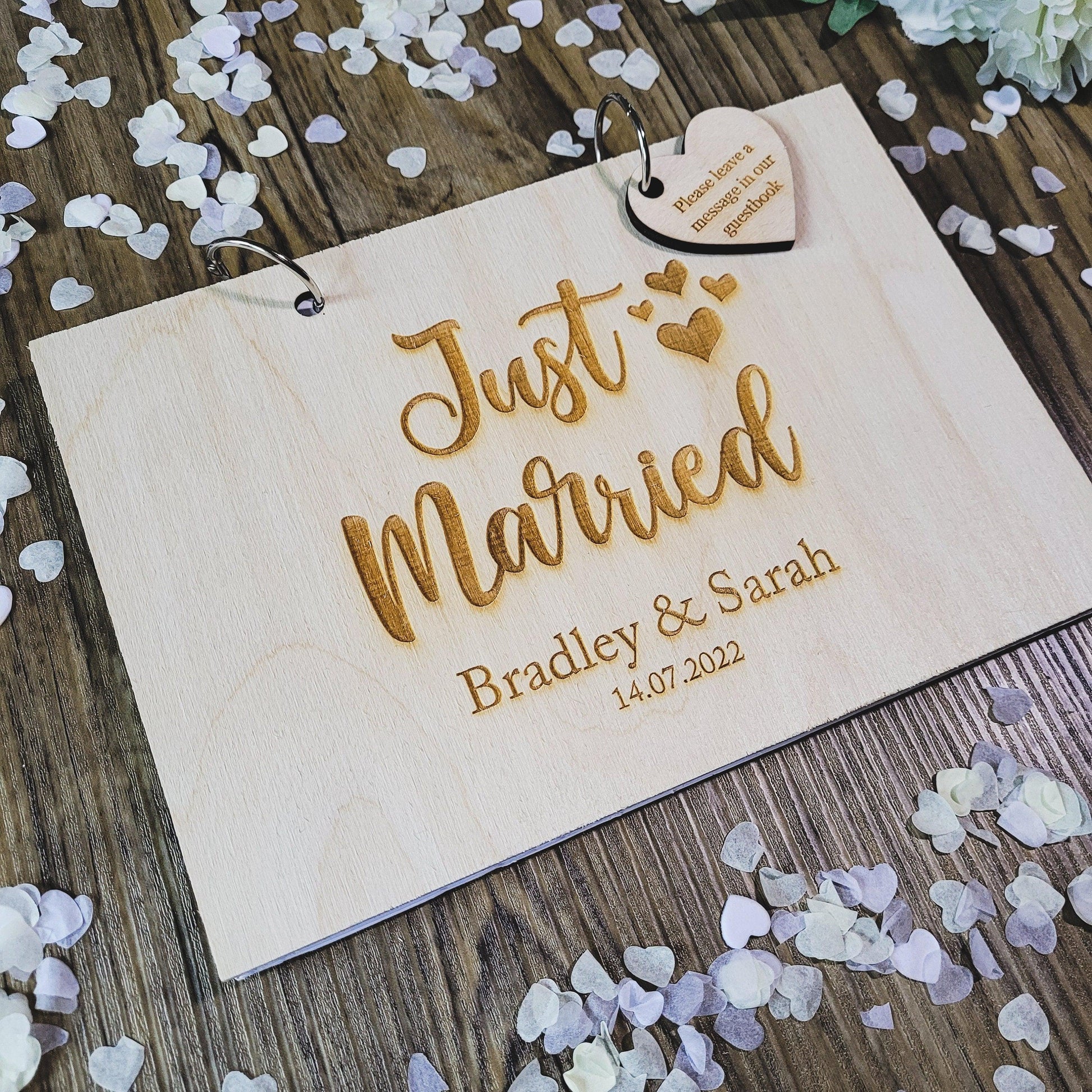 Just Married Wooden Wedding Guest Book | Rustic Wedding Decor | Wooden Guest Book Alternative | Unique Wedding Guestbook